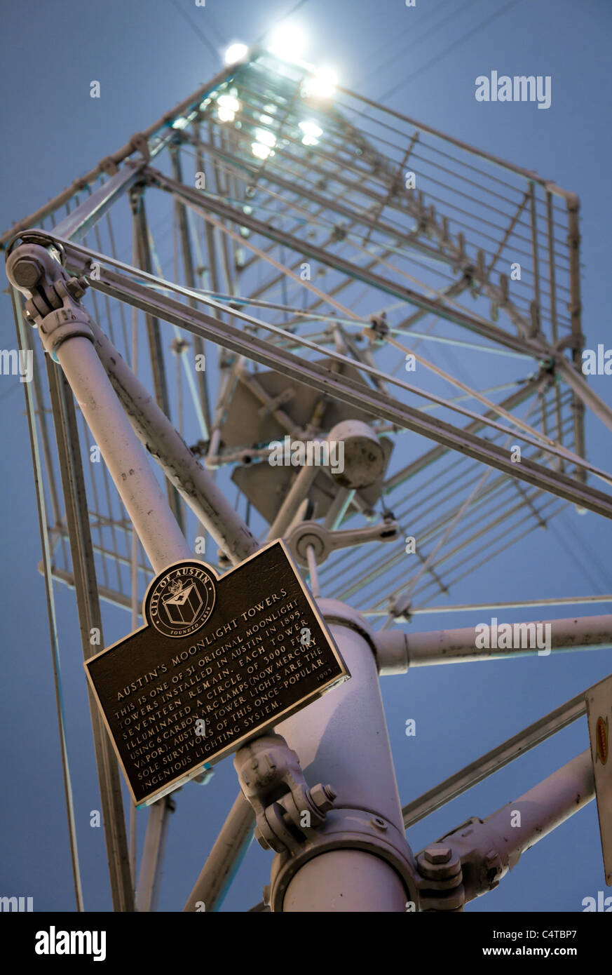Austin, Texas storica torre di luna Foto Stock