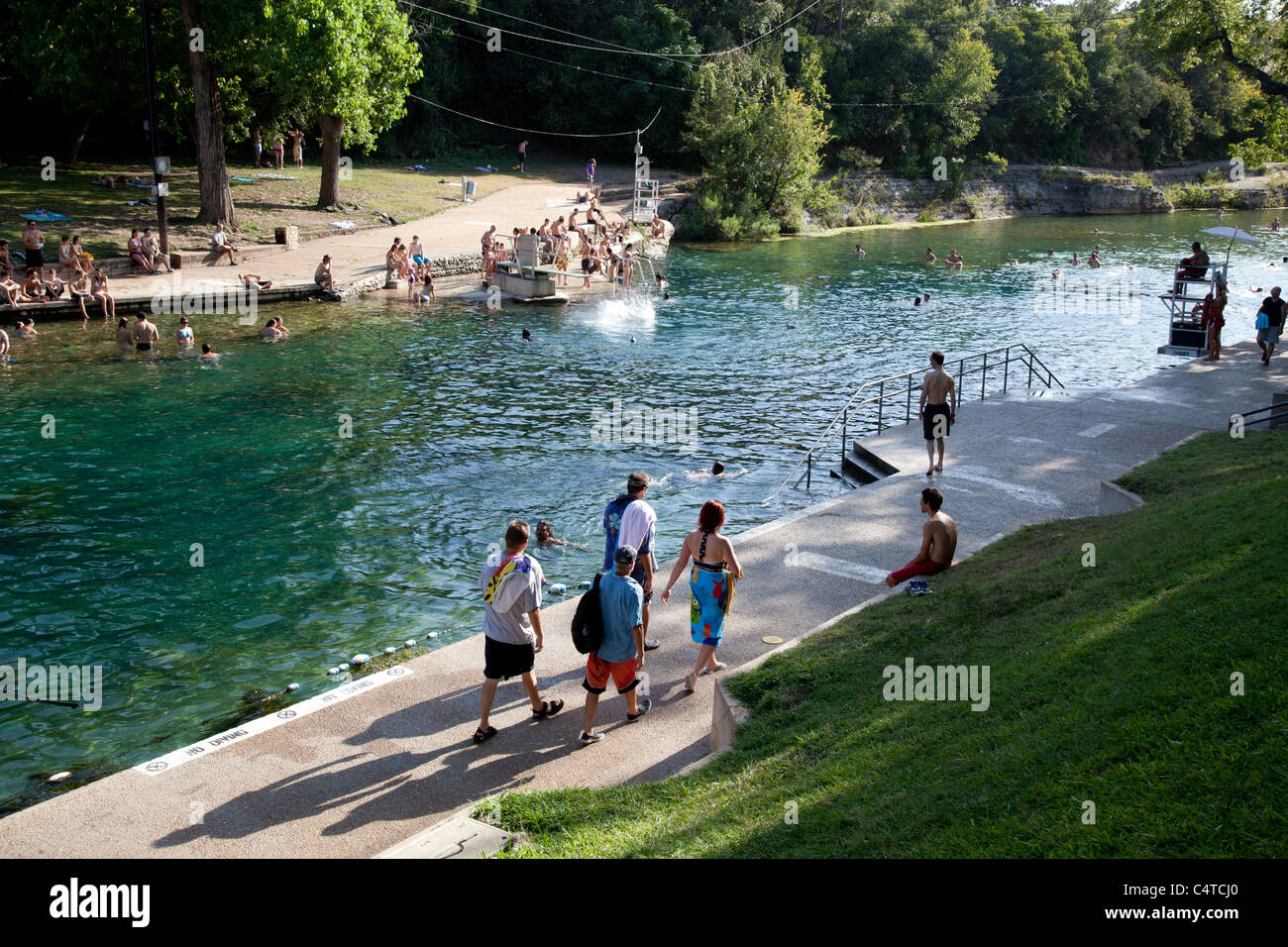 Austin, Texas - Barton Springs piscina in Zilker park Foto Stock