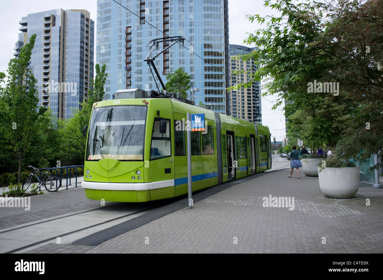 Portland Oregon Streetcar presso lo Sky Tram Terminus-1 Foto Stock