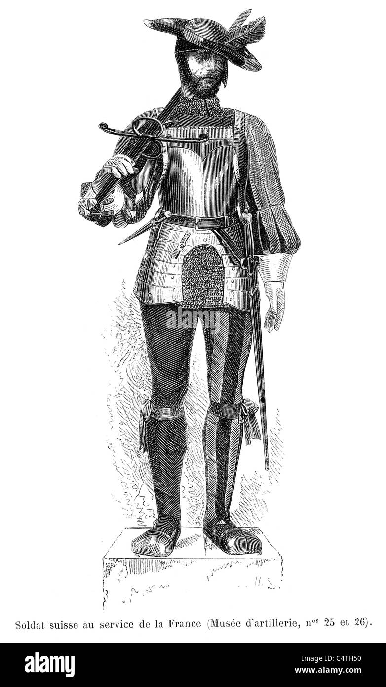 Soldati svizzeri al servizio della Francia durante il regno del re Francesco 1 Foto Stock