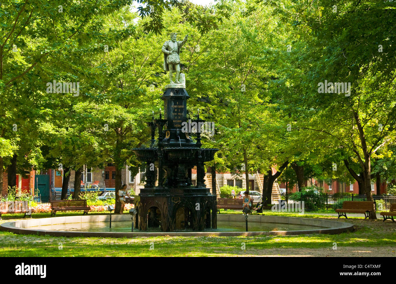 Jacques Cartier statua in Saint Henri park Montreal Canada Foto Stock