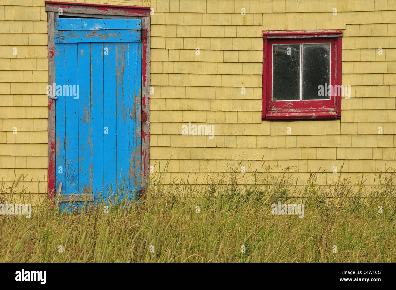 Facciata di una vecchia casa Iles de la Madeleine Quebec Foto Stock