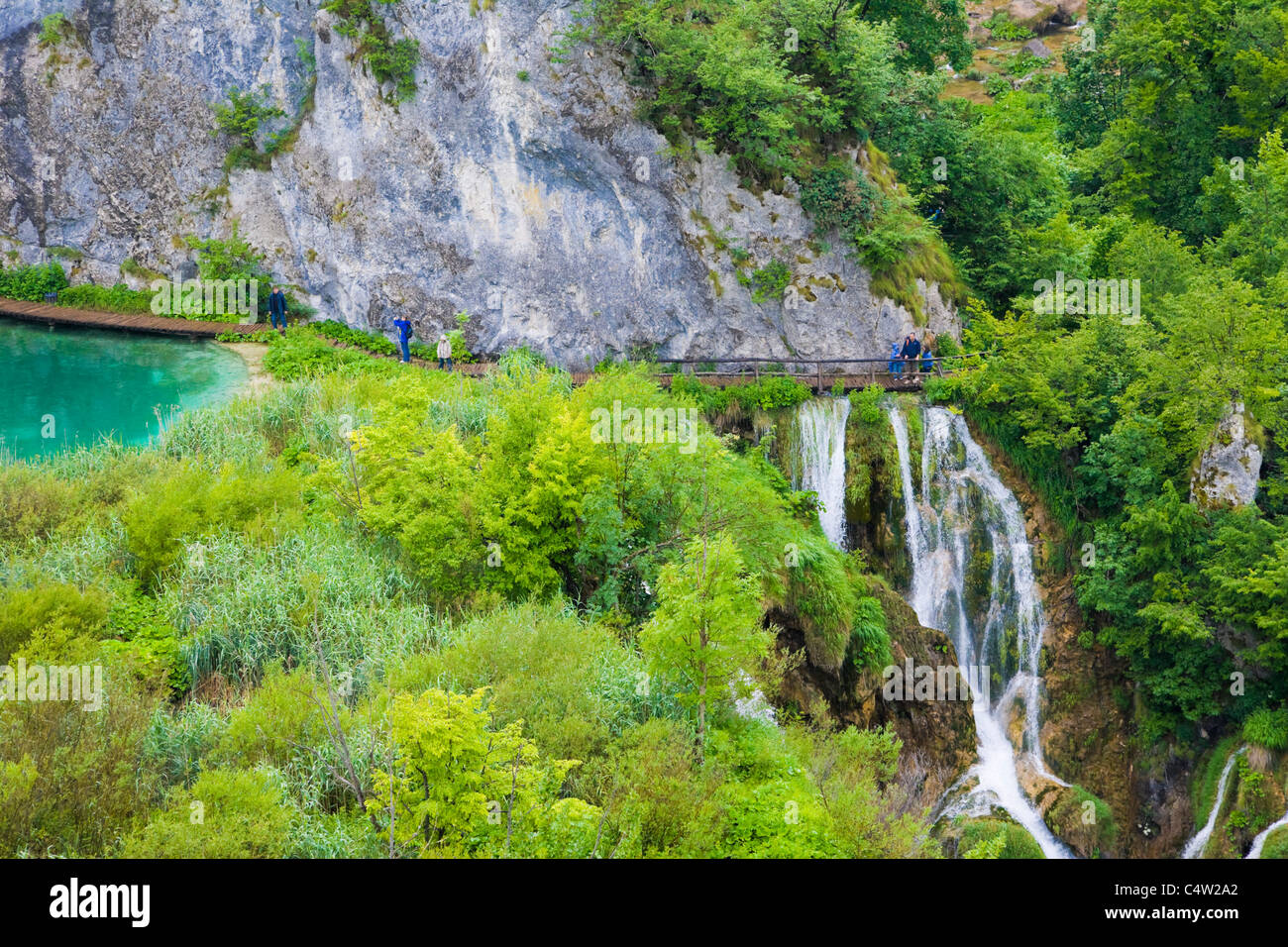 Cascate, Plitvicka Jezera, il Parco Nazionale dei Laghi di Plitvice, Lika-Senj Affitto, Croazia Foto Stock