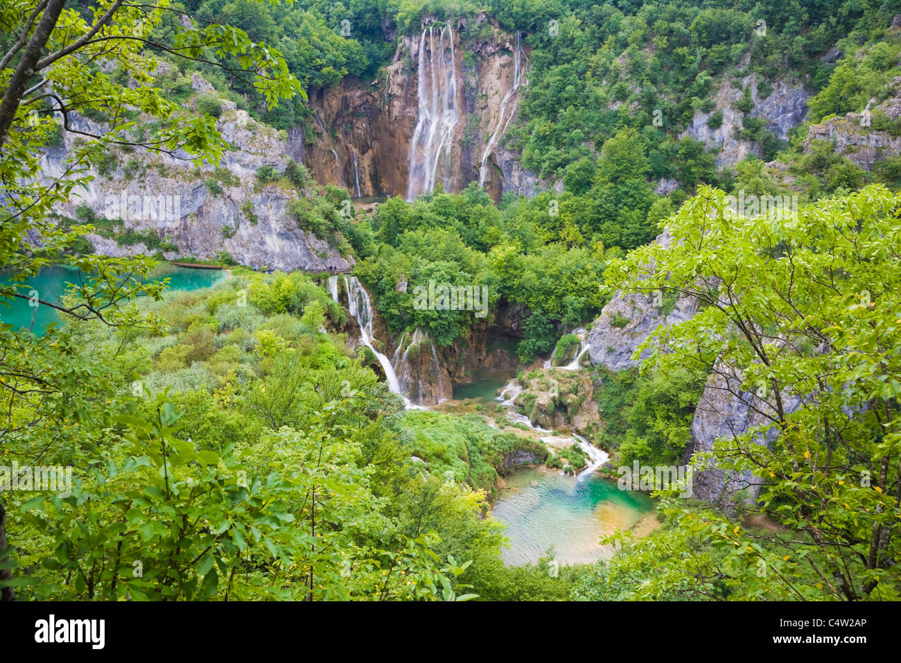 La Grande Cascata Veliki slap, Plitvicka Jezera, il Parco Nazionale dei Laghi di Plitvice, Lika-Senj Affitto, Croazia Foto Stock