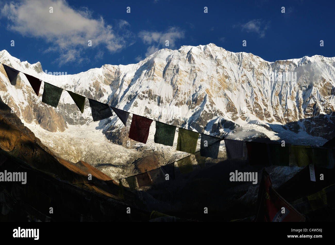 Annapurna, vista dall'Annapurna Base Camp, Annapurna, Annapurna Area di Conservazione, Gandaki, Pashchimanchal, Nepal Foto Stock