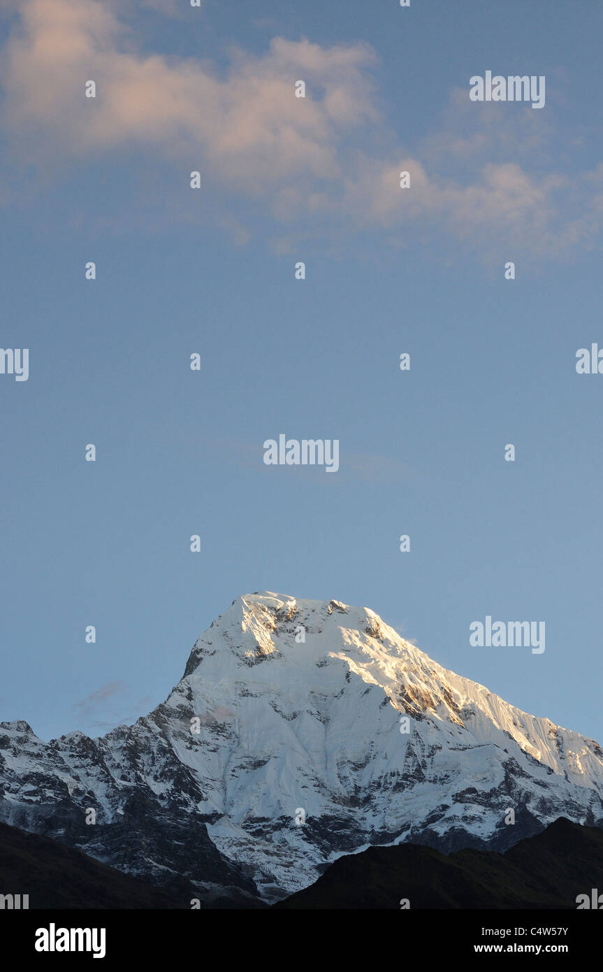 Annapurna sud dal villaggio Tadapani, Annapurna, area di conservazione, Pashchimanchal, Nepal Foto Stock