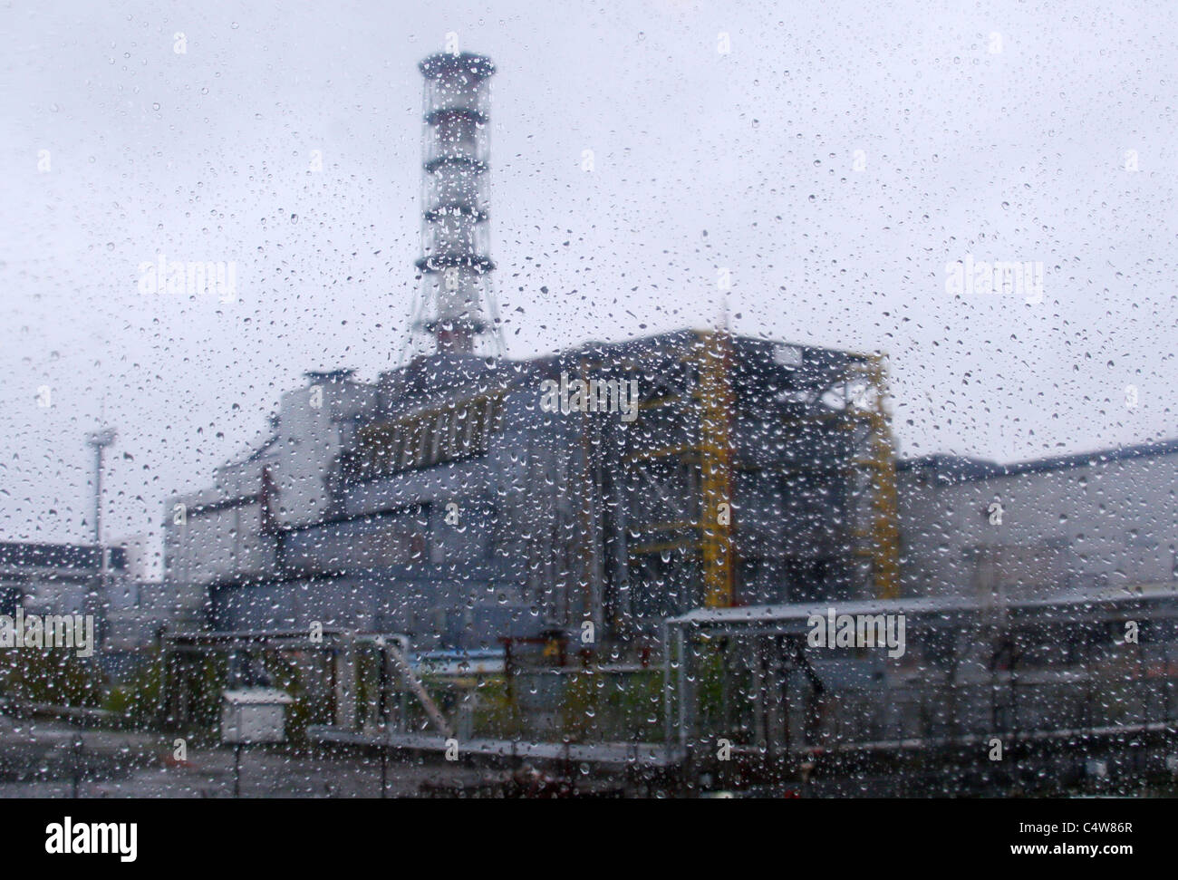 Il quarto blocco della centrale nucleare di Chernobyl in Ucraina Foto Stock