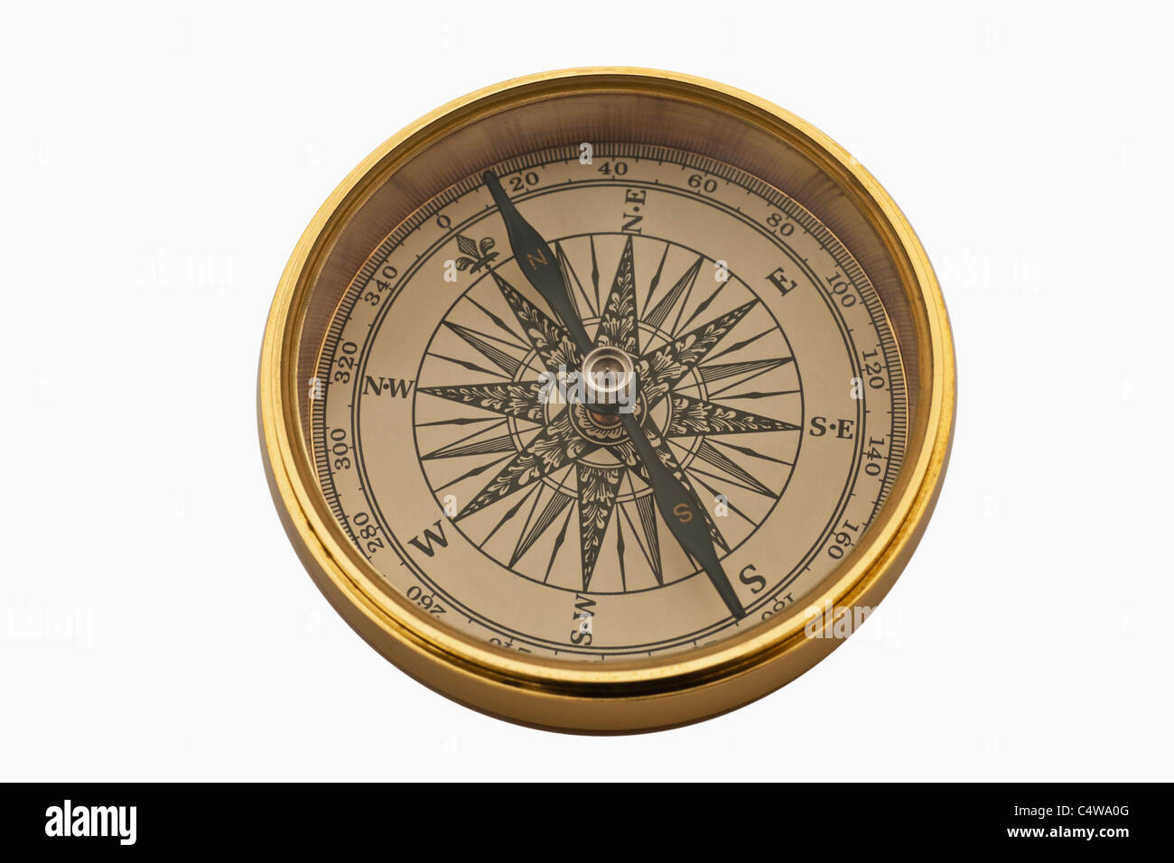 Detailansicht eines Kompasses | Dettaglio foto di una bussola Foto Stock