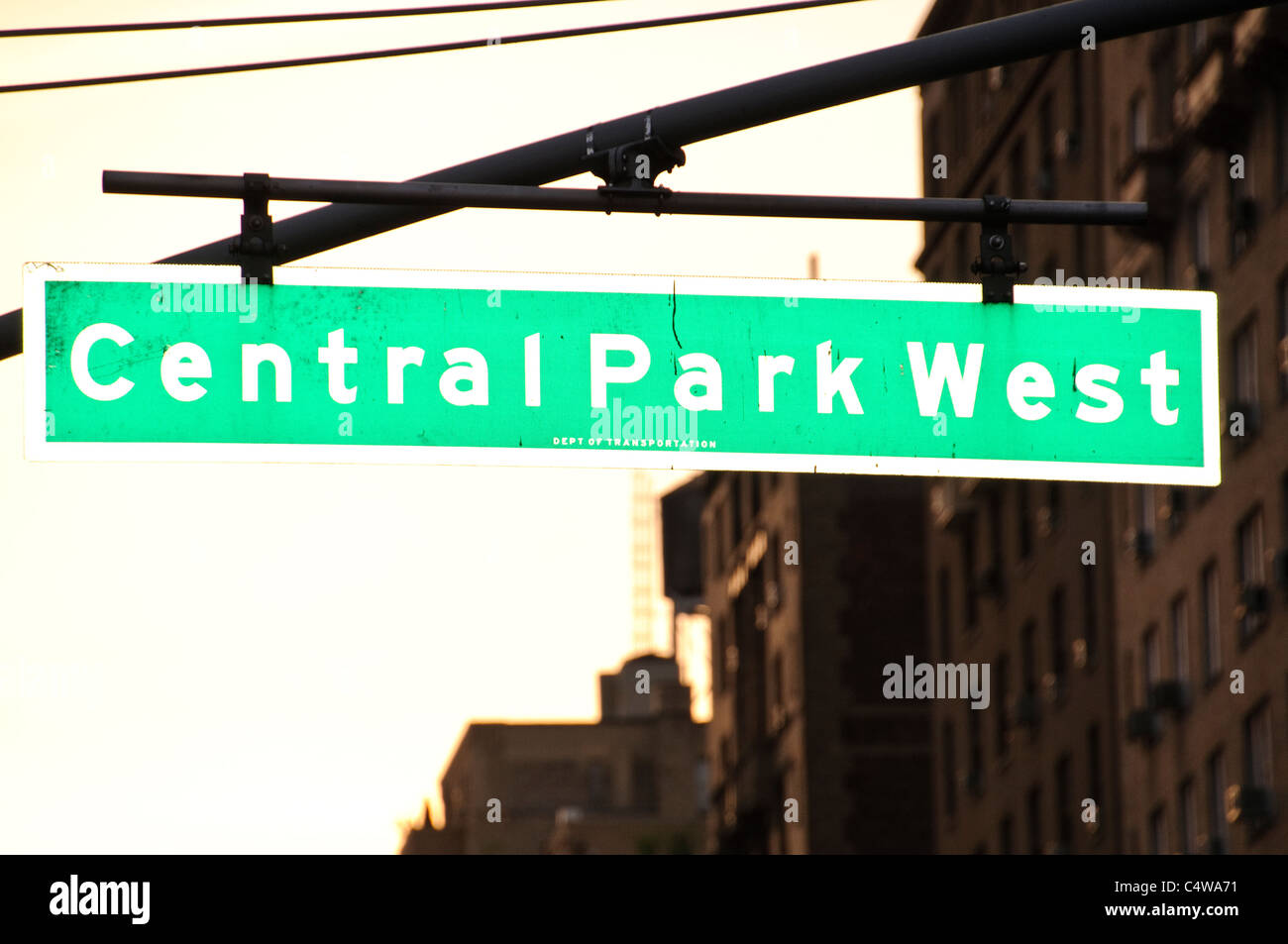 La città di New York, cartello stradale, Central Park West Historic District Foto Stock