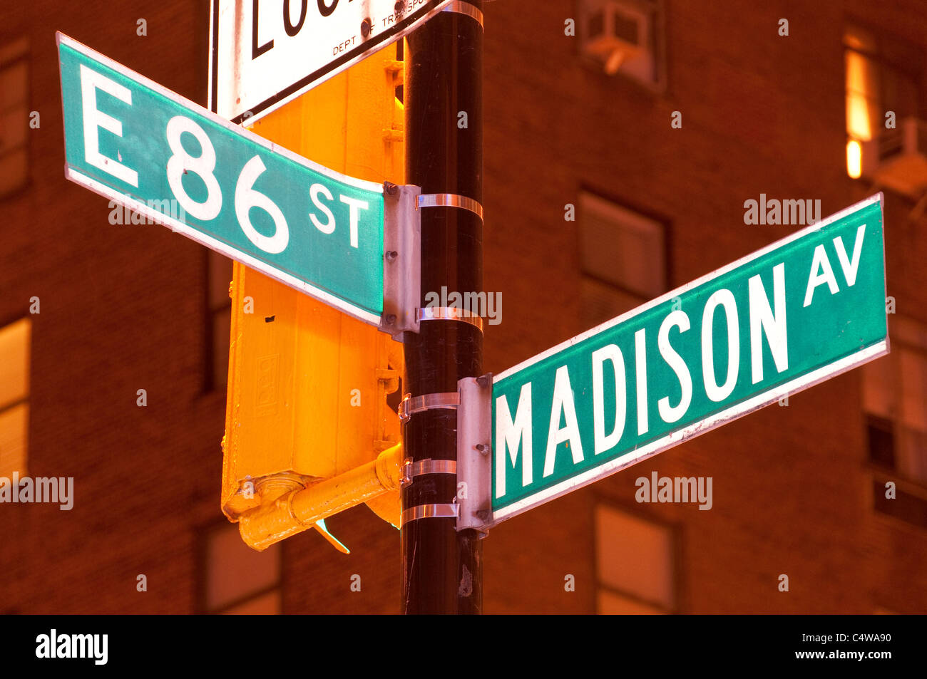 Madison Avenue, New York City, cartello stradale Foto Stock