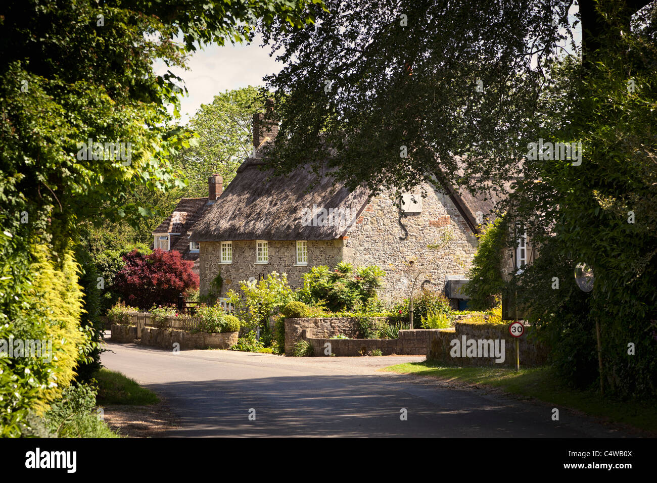 Ashmore, un villaggio inglese nel Dorset, Inghilterra, Regno Unito lungo un vicolo del paese Foto Stock