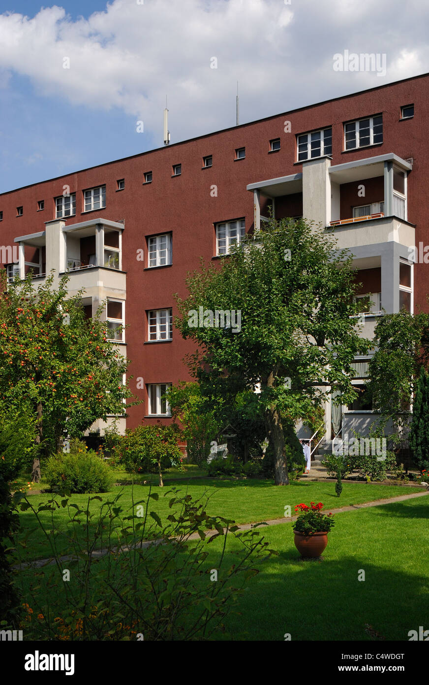 Berlino. Hufeisensiedlung. Il ferro di cavallo Estate da Bruno Taut, Fritz-Reuter-Allee, in Berlin Neukölln, Britz, Berlino, Germania. Foto Stock