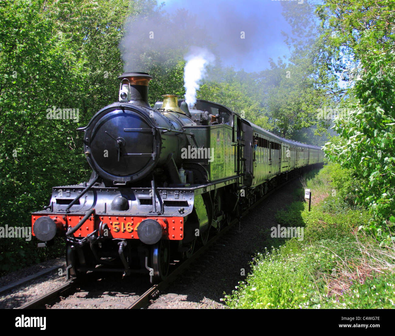 Il motore 5164 voce attraverso Northwood, Severn Valley Railway, Worcestershire, Inghilterra, Europa Foto Stock