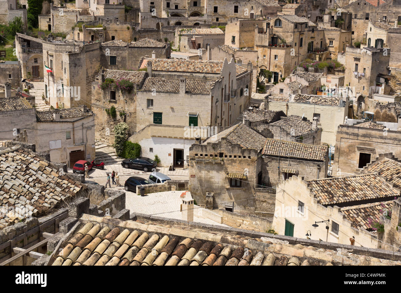Italia - I Sassi di Matera. Il Sasso Barisano, più centrale e sviluppato quartiere. Foto Stock