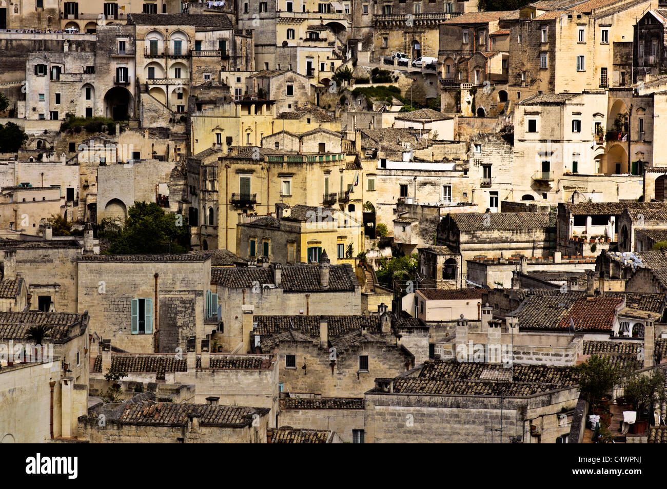 Italia - I Sassi di Matera. Il Sasso Barisano, più centrale e sviluppato quartiere. Foto Stock