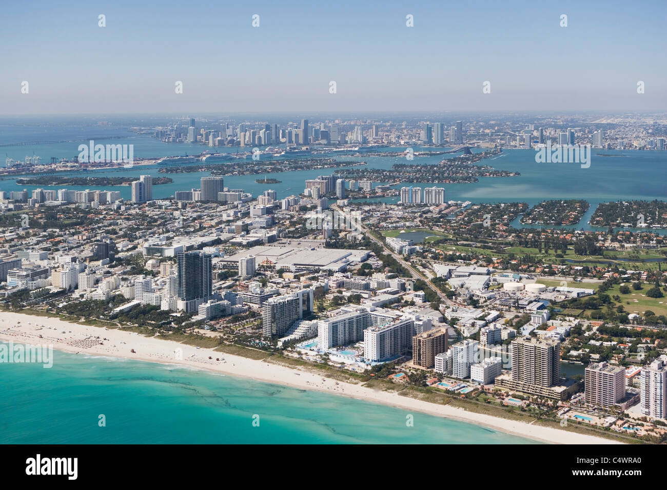 Stati Uniti d'America,Florida,Miami,Cityscape con la spiaggia Foto Stock