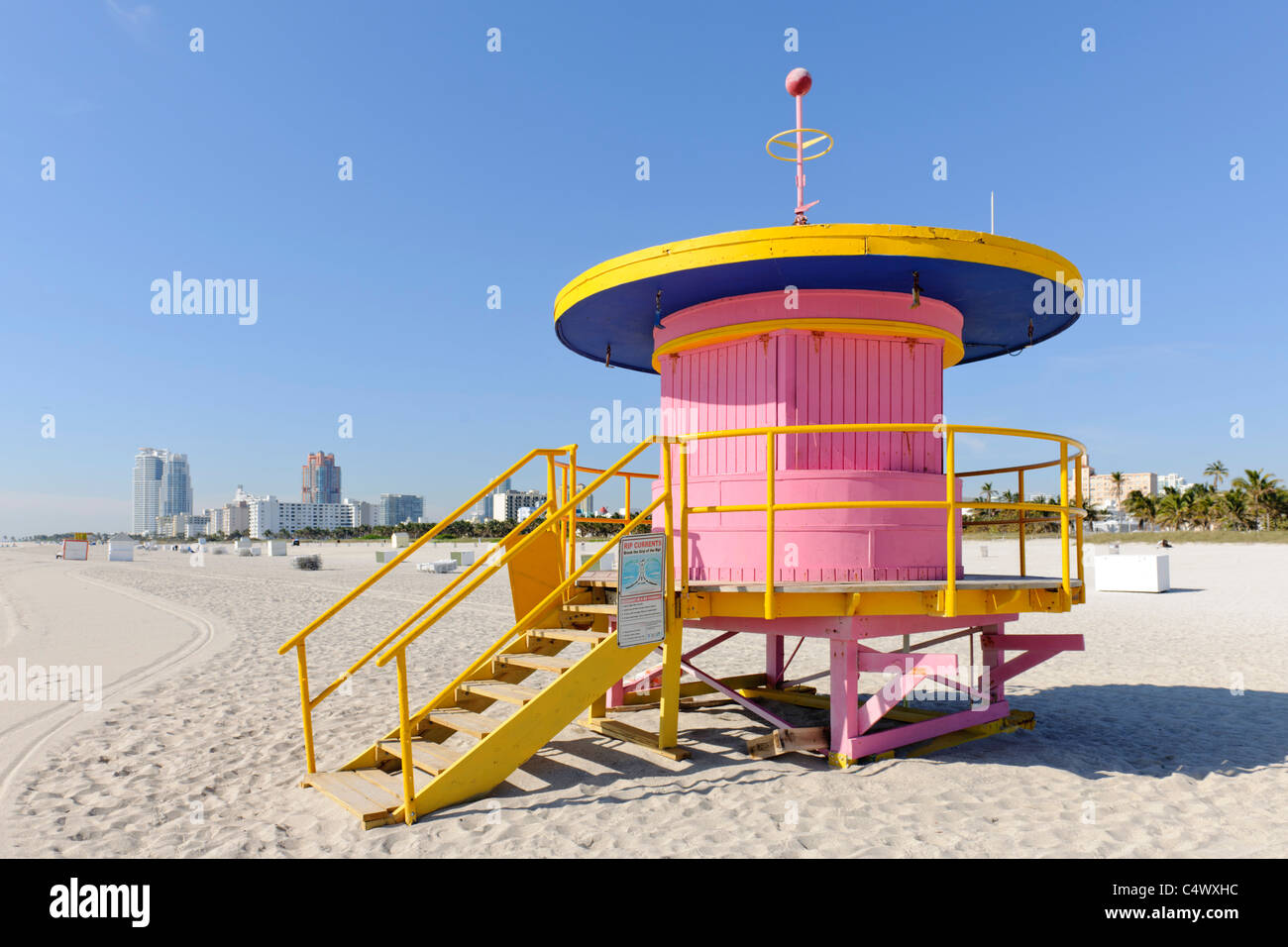 Lifeguard hut, South Beach, Miami Foto Stock