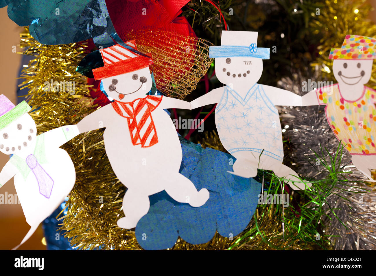 Pupazzi di neve fatto a mano decorazione Foto Stock