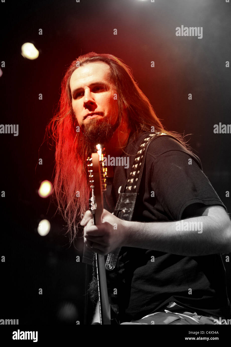 Sabaton - Grammis-nominato band power metal da Falun Svezia, in concerto a New York, Oskar Montelius - piombo/chitarra ritmica Foto Stock