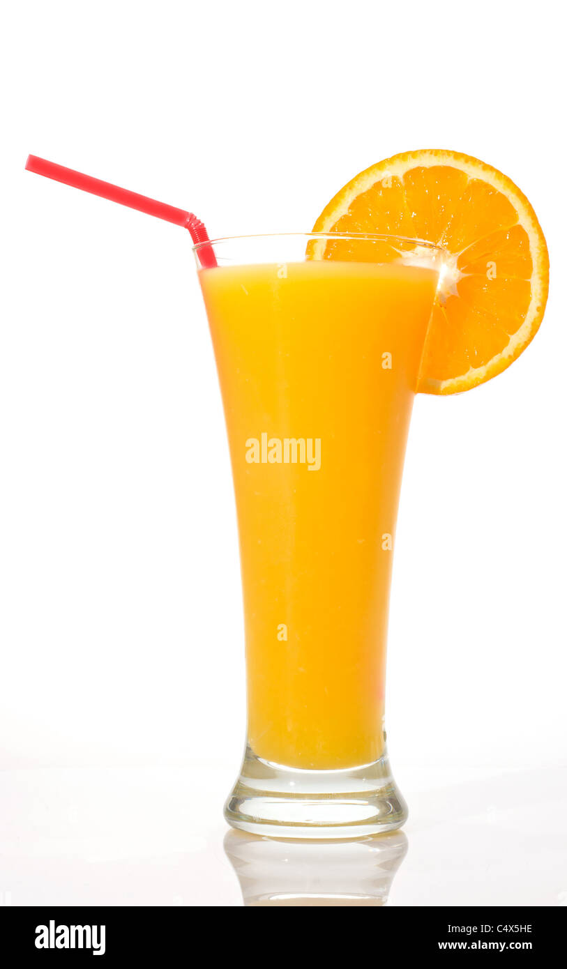 Succo di arancia con slice Foto Stock