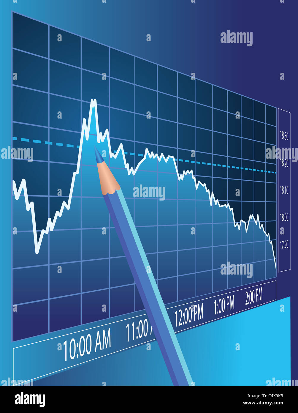 Il mercato azionario analisi. Concetto di finanza illustrazione. Foto Stock