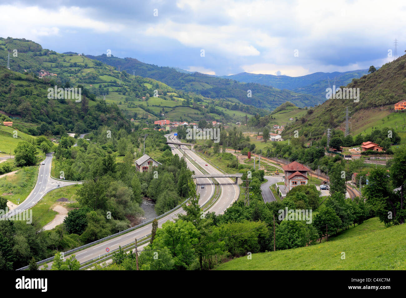 Vista delle Asturie, vicino a Oviedo, Spagna Foto Stock