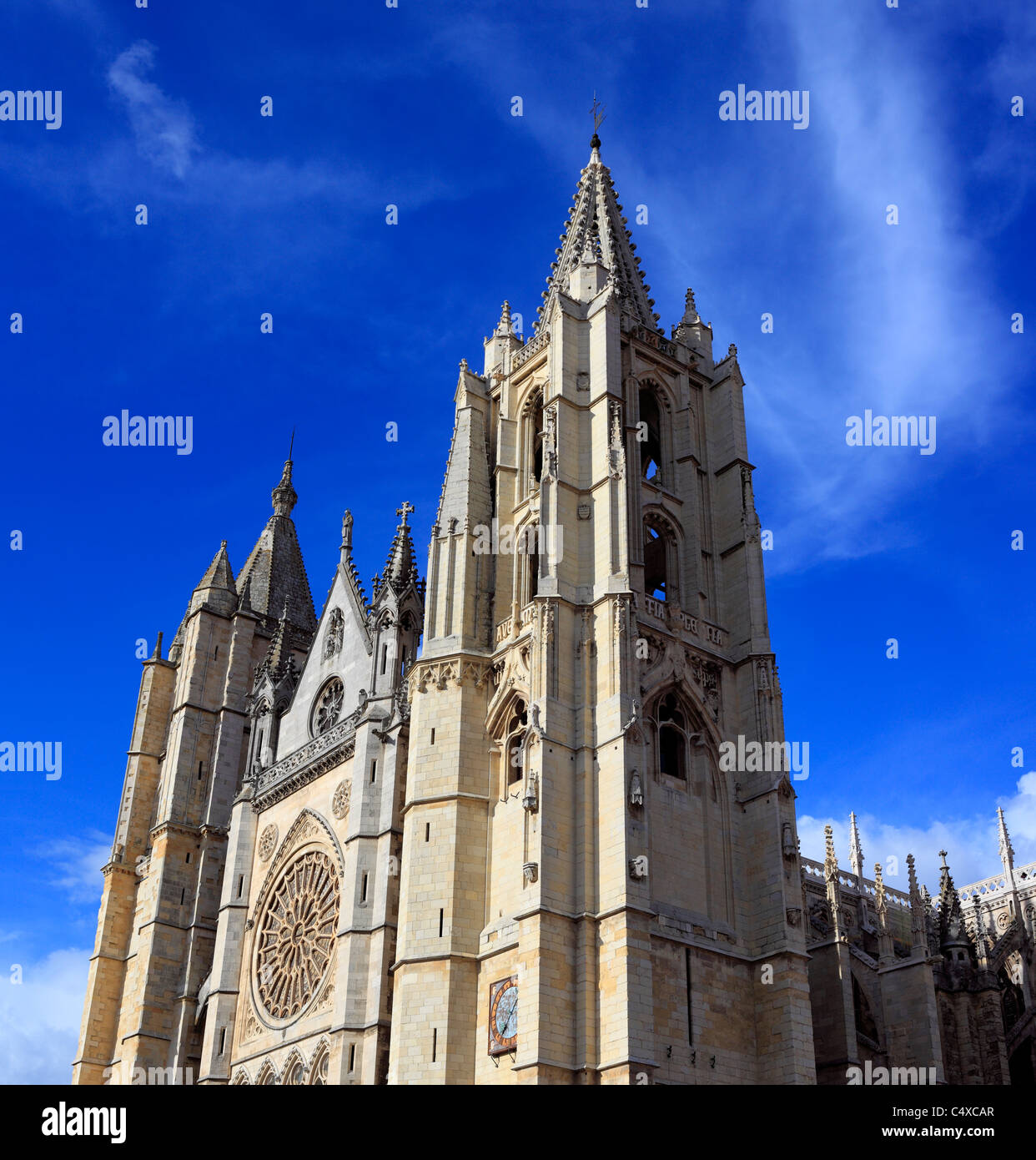 Santa Maria de Leon cattedrale, Leon Castiglia e Leon, Spagna Foto Stock