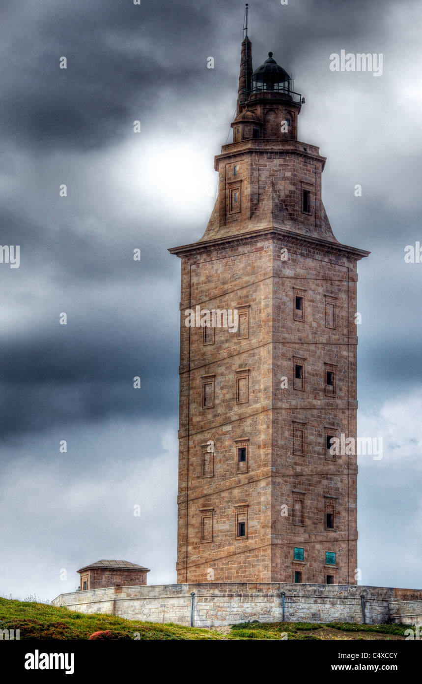 Torre di Hercules, faro romano, A Coruña, Galizia, Spagna Foto Stock