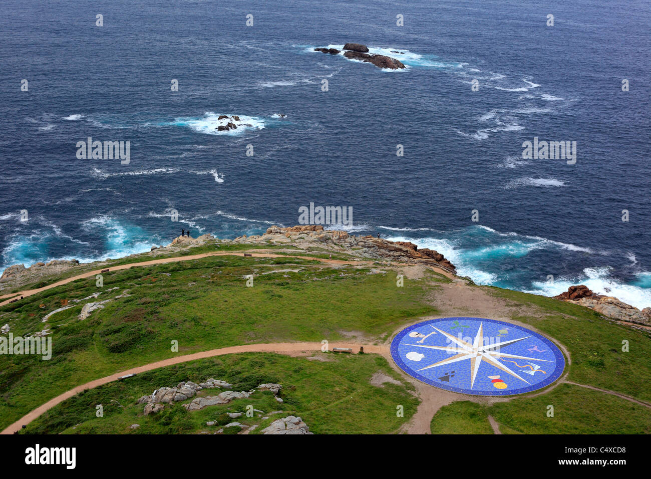 Rosa dei venti che rappresentano i diversi popoli celtici, vicino alla Torre di Hercules, A Coruña, Galizia, Spagna Foto Stock