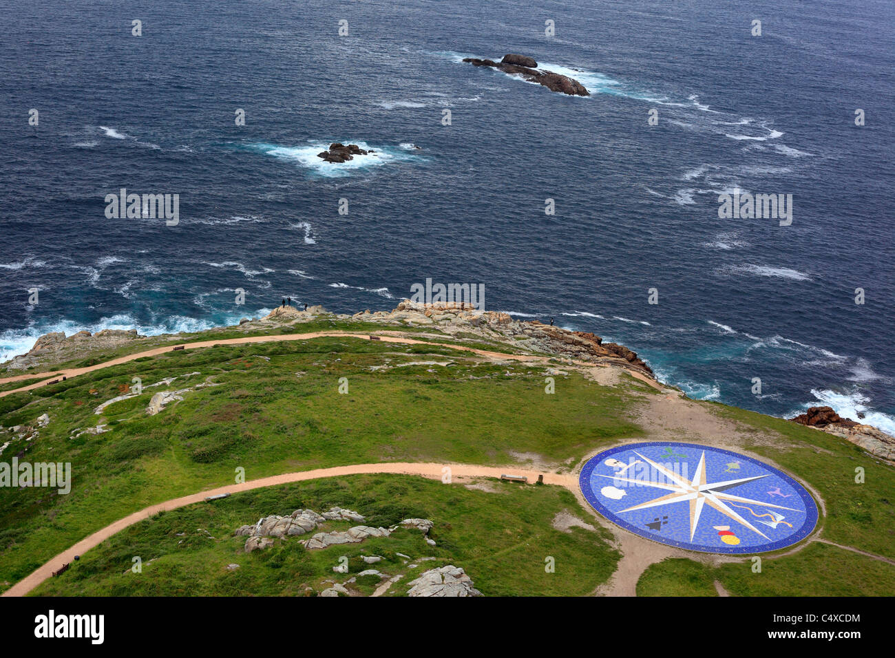 Rosa dei venti che rappresentano i diversi popoli celtici, vicino alla Torre di Hercules, A Coruña, Galizia, Spagna Foto Stock