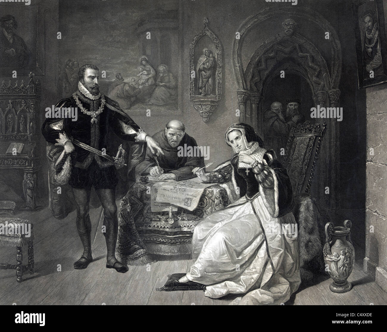 La firma della condanna a morte di Lady Jane Grey Foto Stock