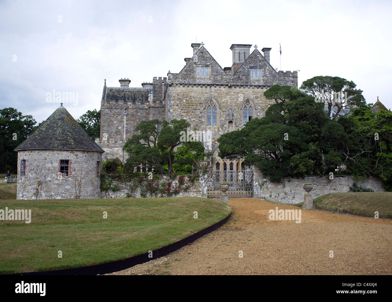 Una vista di Beaulieu House, Hampshire, Regno Unito Foto Stock