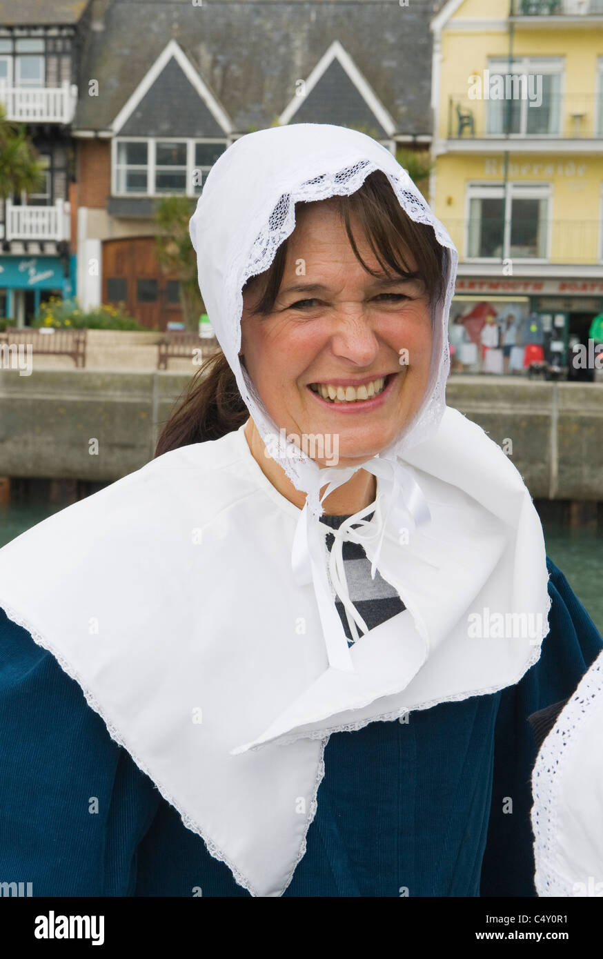 'Pellegrino greeters' a Dartmouth, Devon, Inghilterra Foto Stock