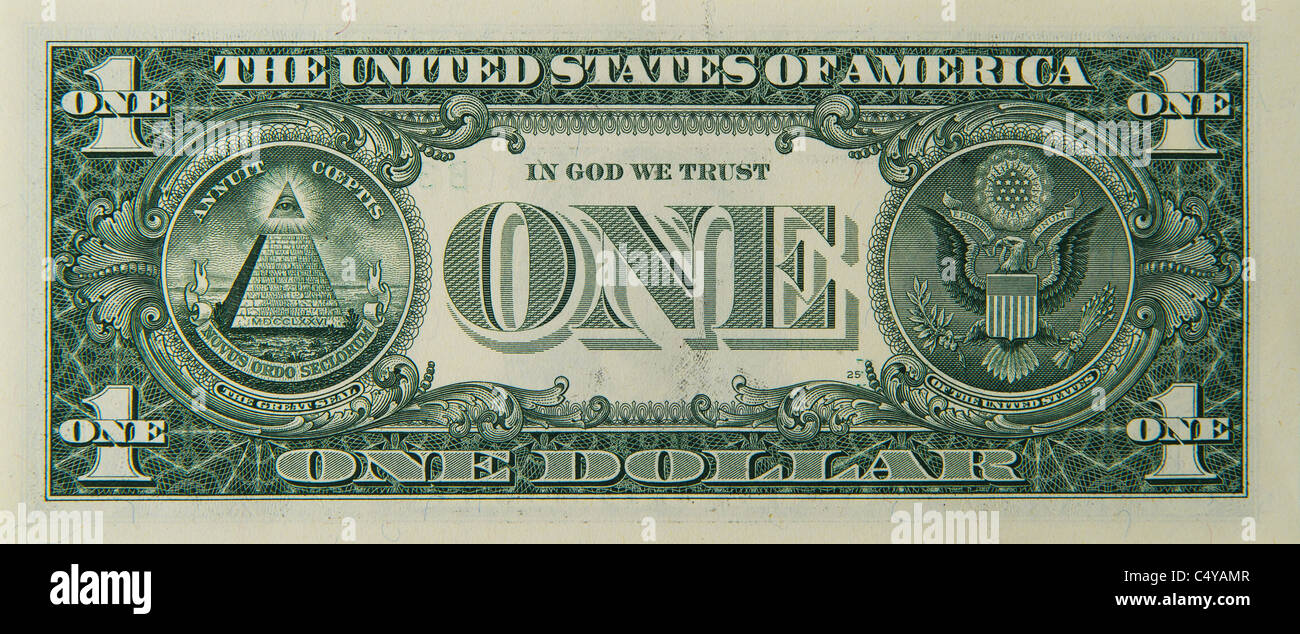 1 un dollaro di dollari bill nota note le fatture Foto Stock
