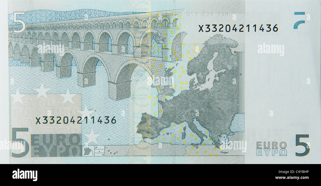 5 cinque euro nota bill Foto Stock