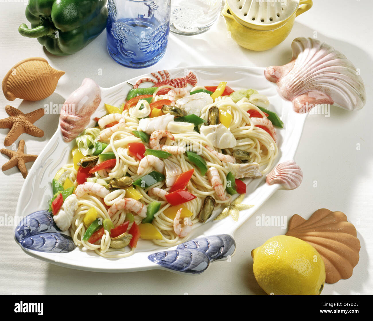 Peperone Dolce - spaghetti (Frutti di Mare) Foto Stock