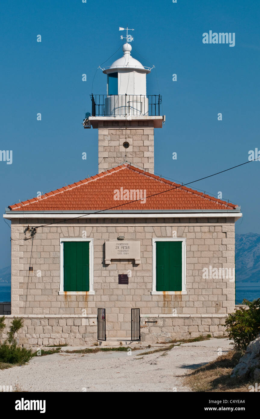 San Pietro faro, costruito nel 1884, Makarska, Croazia Foto Stock