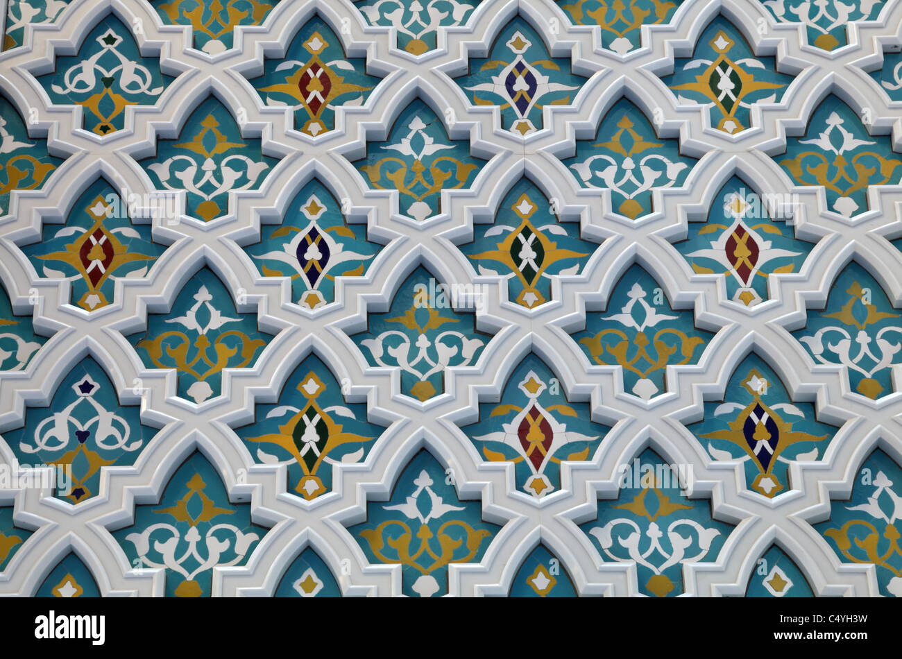 Oriental decorazione a mosaico nella grande moschea di Muscat Oman Foto Stock