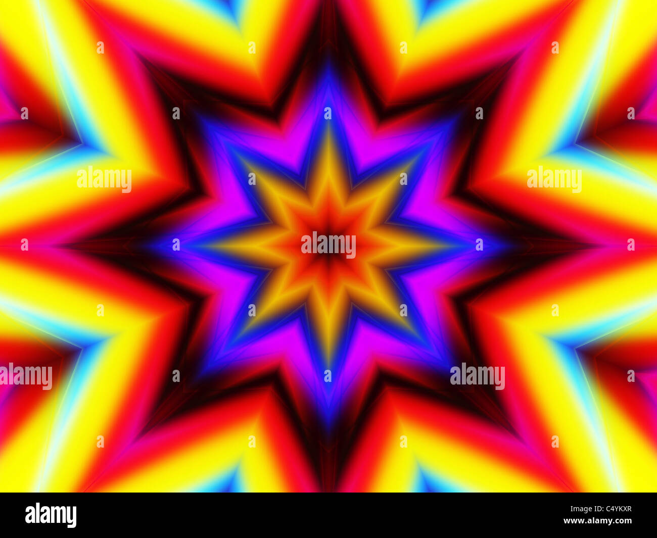 Un caleidoscopio di fiori Computer frattale generato Foto Stock