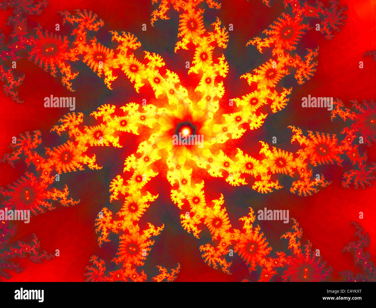 Una spirale di Fiery generata da computer Design Fractal Foto Stock