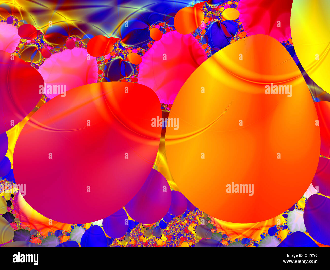 Colorato palloncino compleanno forme generate utilizzando il ChaosPro programma Fractal Foto Stock