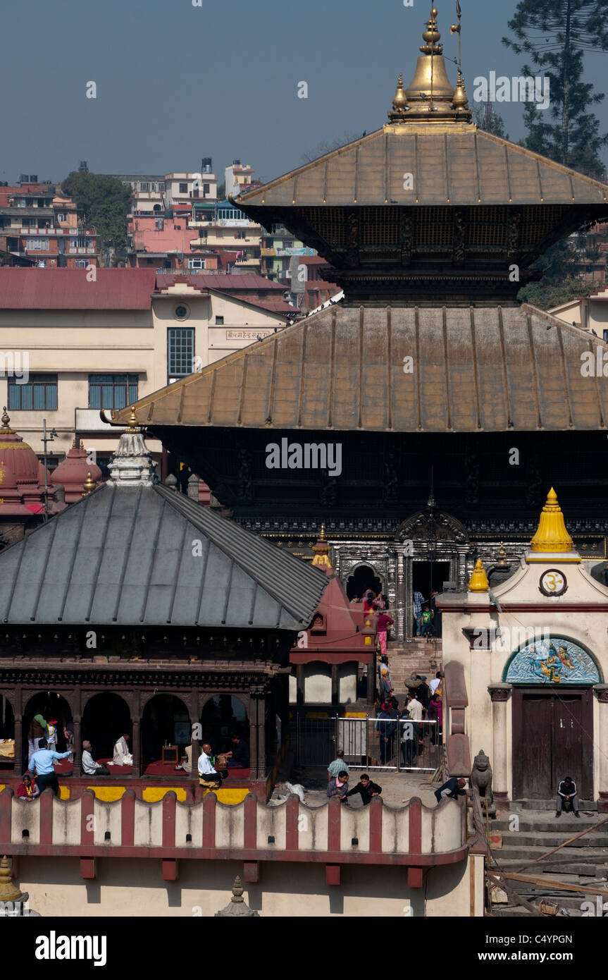 Pashupati Mandir è il più sacro tempio di Pashupatinath, il grande pellegrinaggio indù sito in Nepal Foto Stock