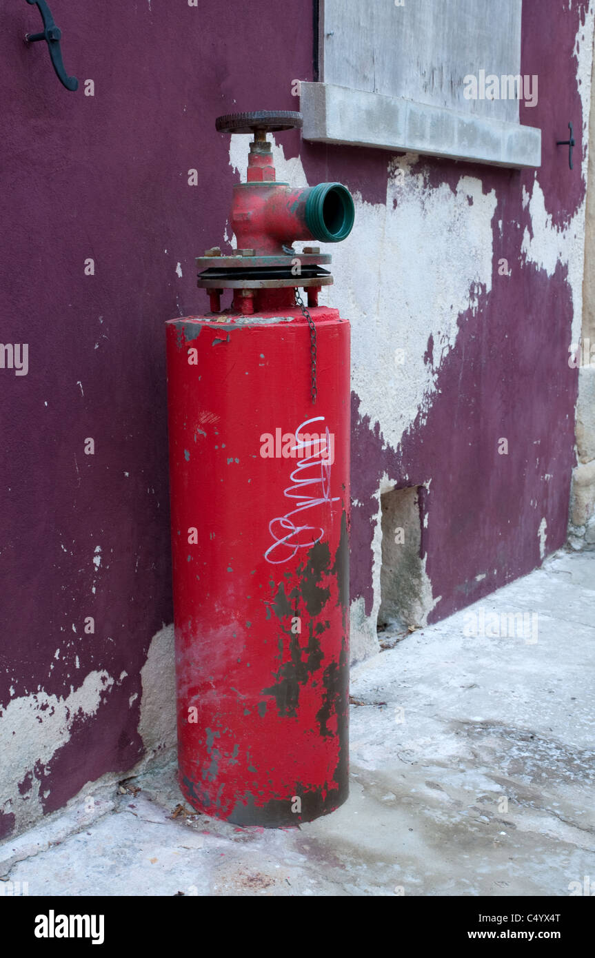 Idrante di fuoco con graffitti Foto Stock