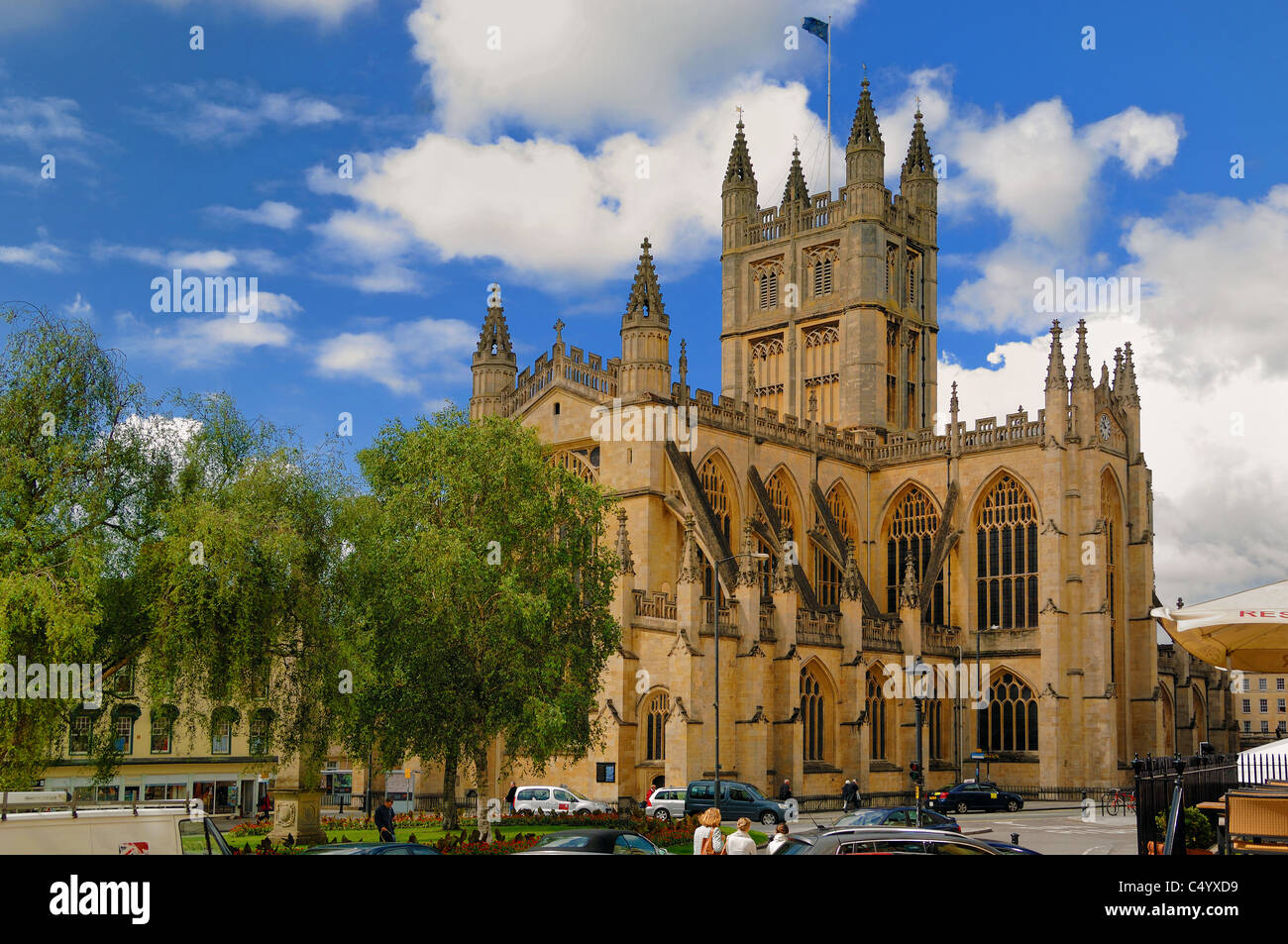 Abbazia di Bath nel centro della città di Bath, Somerset, Regno Unito. Essa è stata fondata nel 1499. Foto Stock