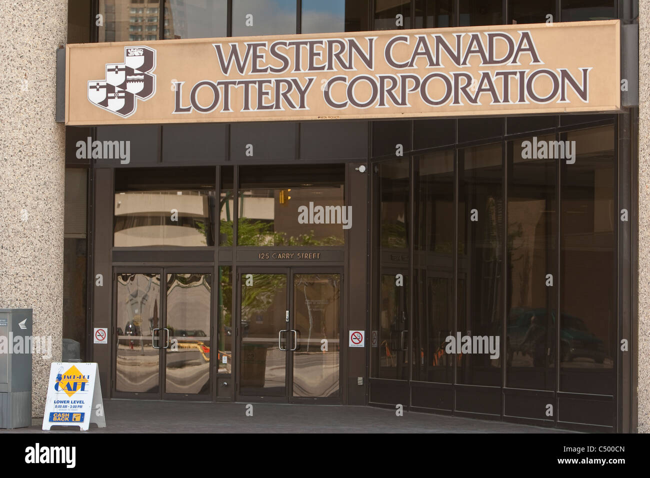Western Canada Lottery Corporation headquarters è raffigurato in Winnipeg Foto Stock