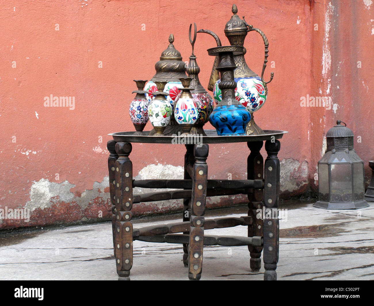 La Turchia di Sultanahmet Istanbul old town di arte turca display craft Foto Stock