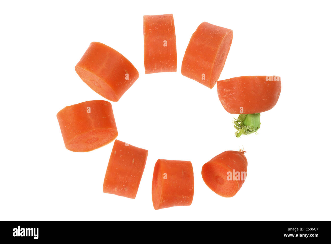 Cerchio di carote tagliate a fette Foto Stock