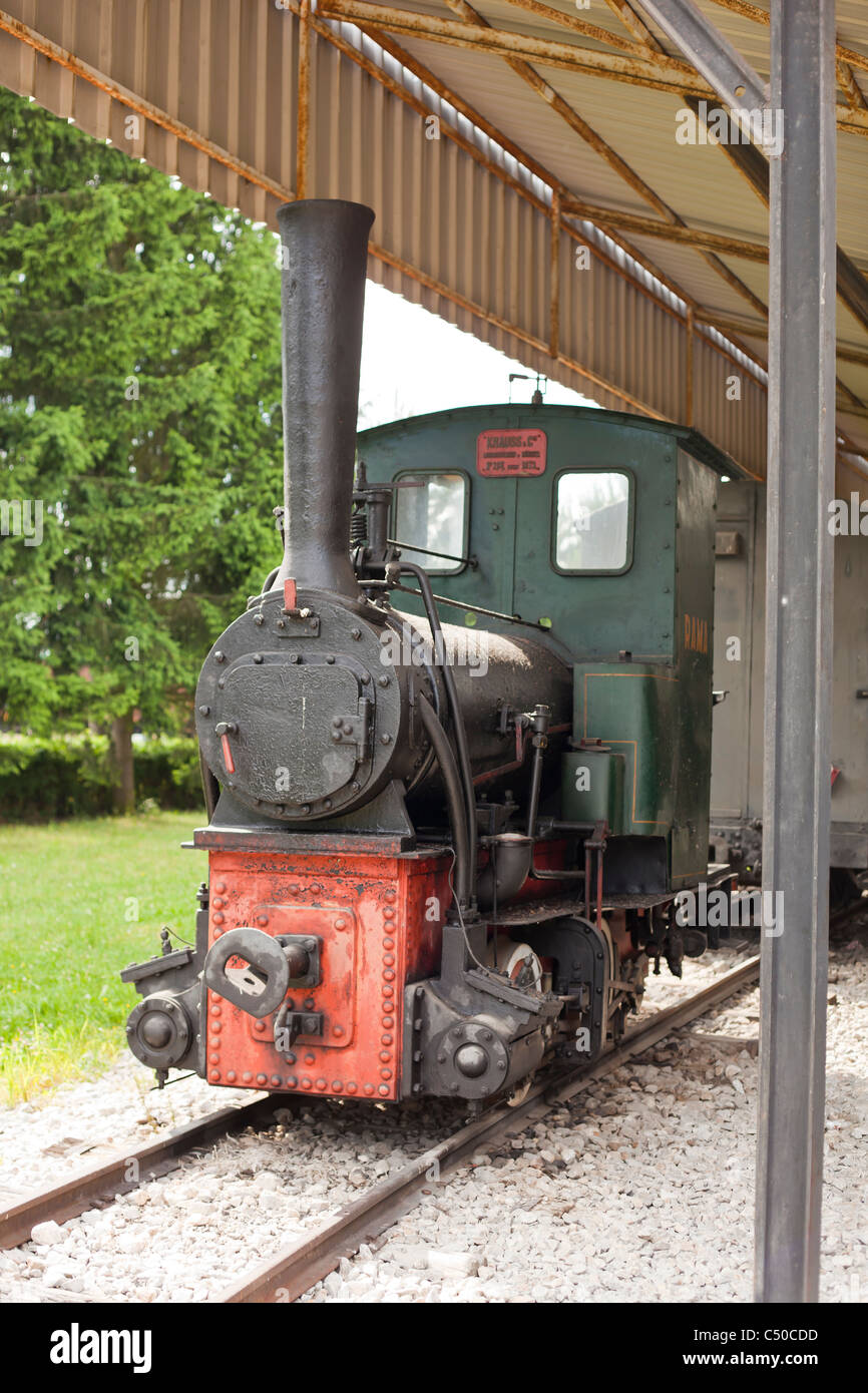 Vecchia locomotiva e museo del treno, Pozega Uzicka, Serbia Foto Stock