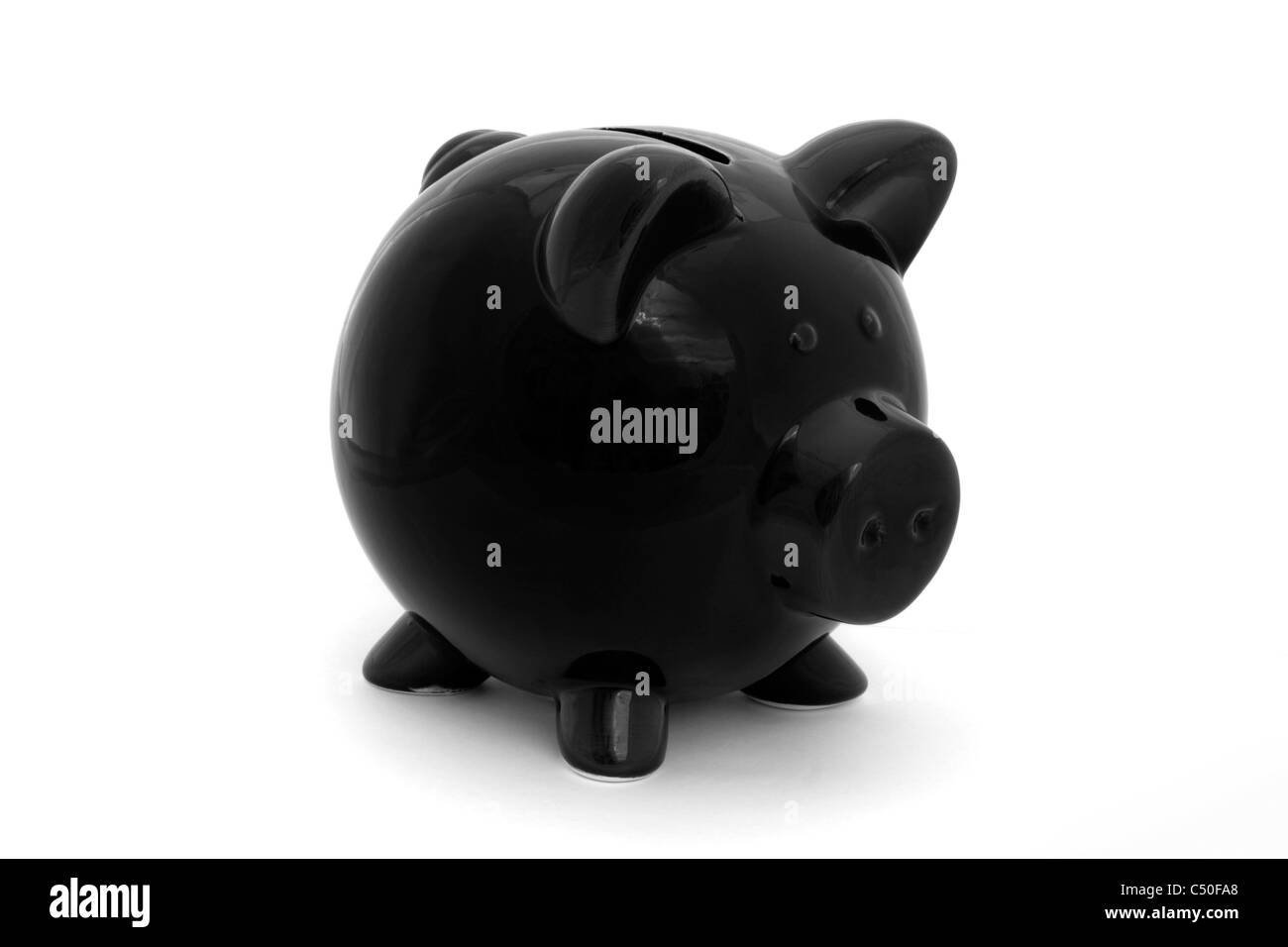 Nero salvadanaio isolato su uno sfondo bianco Foto Stock