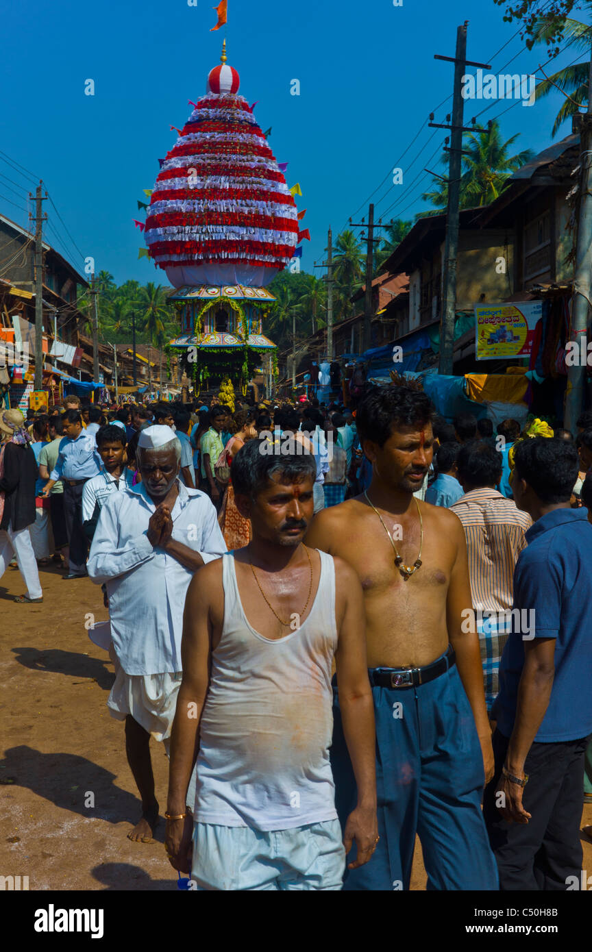 Il tempio carro al Shivaratri festival in Gokarna, Karnataka, India. Foto Stock
